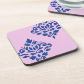 Rollen Damask Art I Blue on Pink Getränkeuntersetzer (Linke Seite)