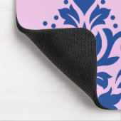 Rollen Damask Art I Blue on Pink Mousepad (Ecke)