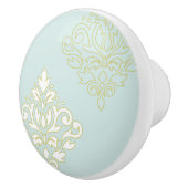 Rollen Damask Art I (Kontur) mit Aquamarinem Gld L Keramikknauf (Rechts)