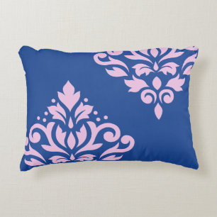 Rollen Damask Art I Pink on Blue Dekokissen