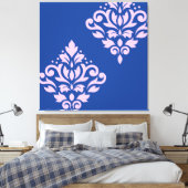 Rollen Damask Art I Pink on Blue Leinwanddruck (Insitu (Schlafzimmer))