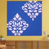Rollen Damask Art I Pink on Blue Leinwanddruck (Insitu (Wohnzimmer))