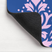 Rollen Damask Art I Pink on Blue Mousepad (Ecke)