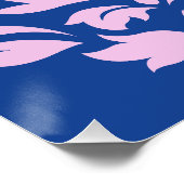 Rollen Damask Art I Pink on Blue Poster (Ecke)