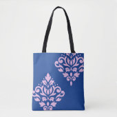 Rollen Damask Art I Pink on Blue Tasche (Vorderseite)