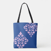 Rollen Damask Art I Pink on Blue Tasche (Rückseite)