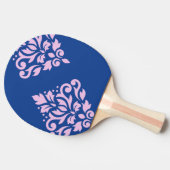 Rollen Damask Art I Pink on Blue Tischtennis Schläger (Seitenansicht)