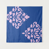 Rollen Damask Art I Pink on Blue Wandteppich (Vorderseite (Horizontal))