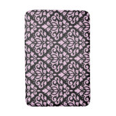 Rollen Damask Big Pattern Pink auf schwarz Badematte (Vorderseite Vertikal)
