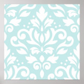 Rollen Damask Lg Design Weiß auf Enteneier Blau Poster (Vorne)