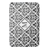 Rollen Damask Ptn Black on White (Personalisiert) Badematte (Vorderseite Vertikal)