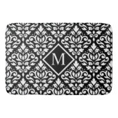Rollen Damask Ptn White auf Schwarz (Personalisier Badematte (Vorderseite)