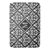 Rollen Damask Ptn White auf Schwarz (Personalisier Badematte (Vorderseite Vertikal)