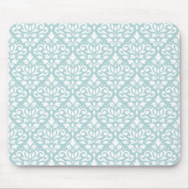 Rollen Damask Rpt Ptn White auf Enteneier Blau (B) Mousepad
