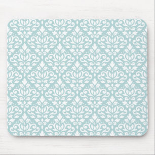 Rollen Damask Rpt Ptn White auf Enteneier Blau (B) Mousepad