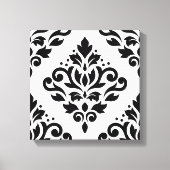 Rollen-Damaske Großes Design (B) Schwarz auf Weiß Leinwanddruck (Vorderseite)