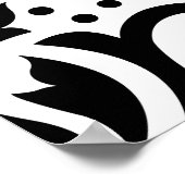 Rollen-Damaske Großes Design (B) Schwarz auf Weiß Poster (Ecke)