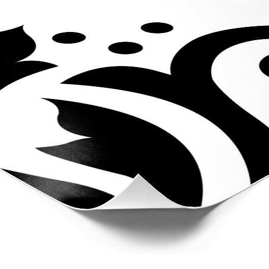 Rollen-Damaske Großes Design (B) Schwarz auf Weiß Poster (Ecke)