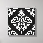 Rollen-Damaske Großes Design (B) Weiß auf Schwarz Leinwanddruck (Vorderseite)