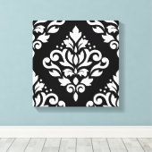 Rollen-Damaske Großes Design (B) Weiß auf Schwarz Leinwanddruck (Insitu (Holzboden))