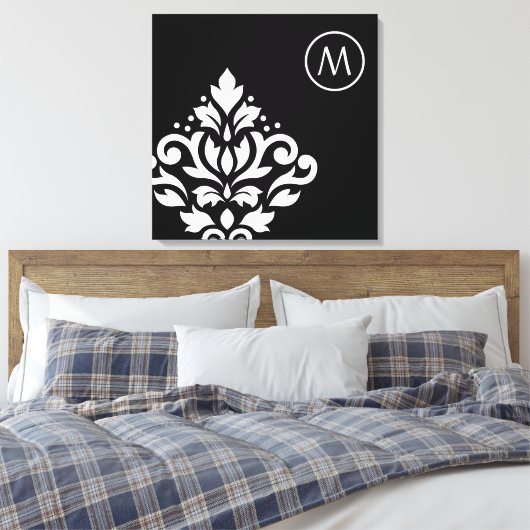 Rollen-Damaskus-Off-Set-I (Initial)-WB Leinwanddruck (Insitu (Schlafzimmer))