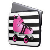 Rollen-Derby-Skate Rosa und Schwarzes Laptopschutzhülle (Vorderseite Links)