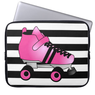 Rollen-Derby-Skate Rosa und Schwarzes Laptopschutzhülle
