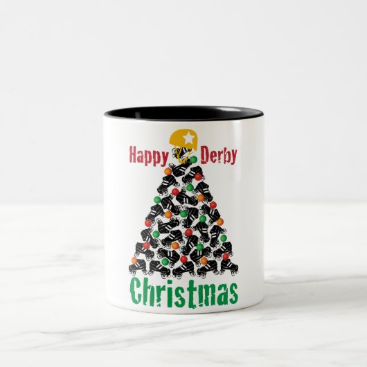 Rollen-Derby-Weihnachten, Rollen-Skaten Zweifarbige Tasse (Mittel)
