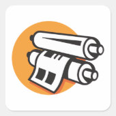 Rollen des Papiersymbols Aufkleber auf dem Quadrat (Vorderseite)