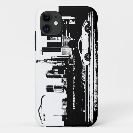 Rollen geschossenes schwarzes Logo des Brushstroke Case-Mate iPhone Hülle (Rückseite)