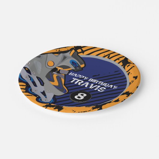 Rollen-Hockey-Party 7 Zoll-Papierplatte Pappteller (Schrägansicht)