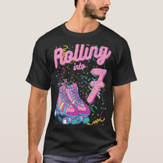Rollen in 7. Geburtstagsrollenrollen-Skate 7 Jahre T-Shirt
