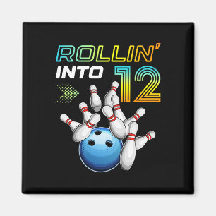 Rollen in die 12 Retro-Bowling-Geburtstagsfeier 12 Magnet
