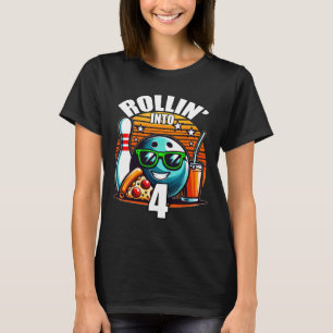 Rollen in die 4 Bowling-Geburtstagsfeier 4. Geburt T-Shirt