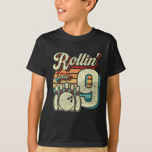 Rollen in die 9 Bowling-Geburtstagsfeier 9. Geburt T-Shirt