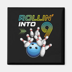 Rollen in die 9 Retro Bowling Geburtstagsfeier 9. Magnet