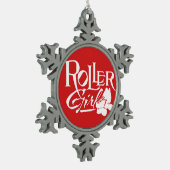 Rollen-Mädchen, Rolle Derby Schneeflocken Zinn-Ornament (Links)