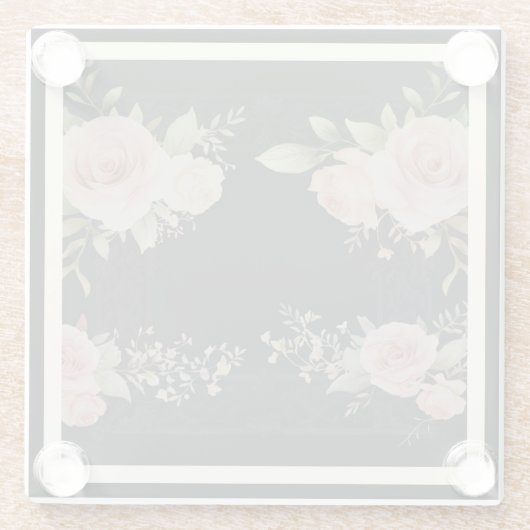 Rollen mit Rose Viktorianischer Stil Glasuntersetzer (Rückseite)