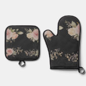 Rollen mit Rose Viktorianischer Stil Ofenhandschuh & Topflappen-Set (Vorderseite)