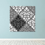 Rollen Sie Damask Large Off-Set Ptn BW & Grays Leinwanddruck (Insitu (Holzboden))