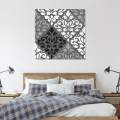 Rollen Sie Damask Large Off-Set Ptn BW & Grays Leinwanddruck (Insitu (Schlafzimmer))