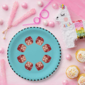 Rollen Sie die roten Würfel Pappteller (Party)