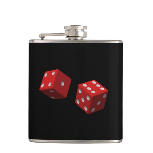 Rollen Sie sie rote Würfel sechs einer sieben Las Flachmann (Vorderseite)