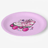 Rollen-Skate-Mädchen Pappteller (Schrägansicht)