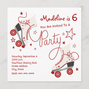 Rollen-Skate-Party Einladung - Rot