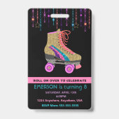 Rollen-Skate-Party, VIP-Durchlauf, Einladung, Ausweis (Back)
