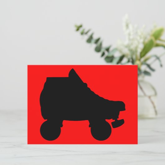 Rollen-Skate sillouette Einladung (Stehend Vorderseite)