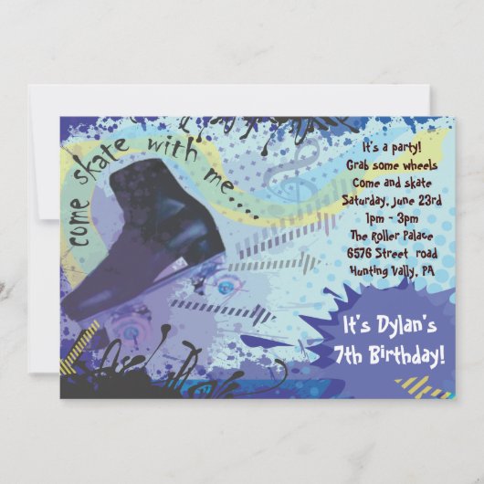 Rollen-Skaten-Einladungs-alles- Gute zum Einladung (Vorderseite)