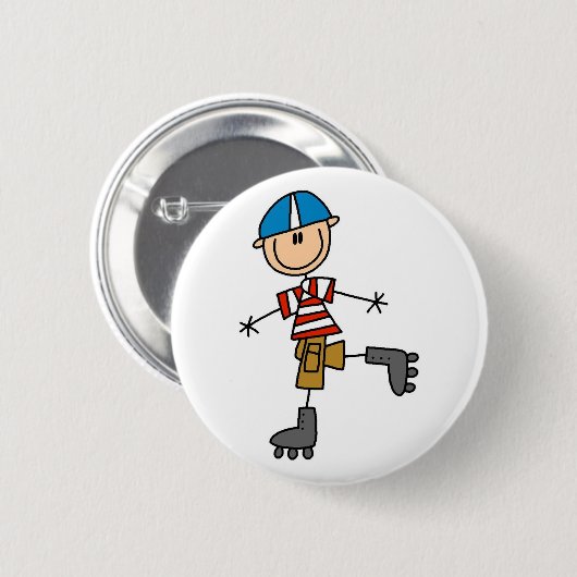 Rollen-Skaten-Strichmännchen Button (Vorne & Hinten)