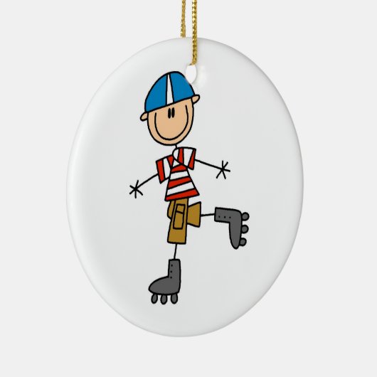 Rollen-Skaten-Strichmännchen Keramik Ornament (Rechts)